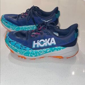HOKA Speedgoat Blue and Orange Running Shoes